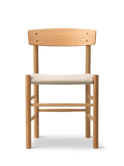 Fredericia Furniture Spisebordsstole<J39 Folkestolen Sædepolstret, Mørkebrun Læder af Børge Mogensen