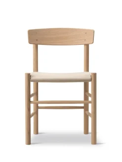 Fredericia Furniture Spisebordsstole<J39 Folkestolen Sædepolstret, Mørkebrun Læder af Børge Mogensen