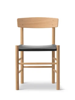 Fredericia Furniture Spisebordsstole<J39 Folkestolen Sædepolstret, Mørkebrun Læder af Børge Mogensen