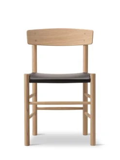 Fredericia Furniture Spisebordsstole<J39 Folkestolen Sædepolstret, Mørkebrun Læder af Børge Mogensen