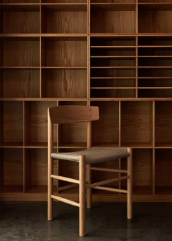 Fredericia Furniture Spisebordsstole<J39 Folkestolen Sædepolstret, Mørkebrun Læder af Børge Mogensen