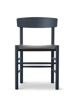 Fredericia Furniture Spisebordsstole<J39 Folkestolen Sædepolstret, Sort Læder af Børge Mogensen
