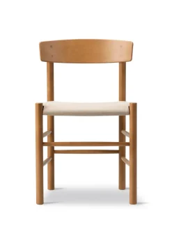 Fredericia Furniture Spisebordsstole<J39 Folkestolen Sædepolstret, Sort Læder af Børge Mogensen