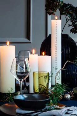 Kunstindustrien Kalenderlys & Julelysestager|Stearinlys<Kalenderlys, sølv tal fra