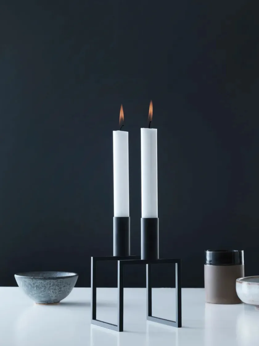 Audo Copenhagen Lysestager<Kubus Line Lysestage, sort fra