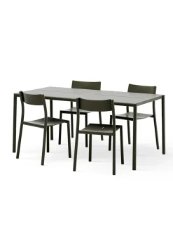 New Works Havemøbelsæt<May sæt, 4 stole og bord 170x85 i dark green fra