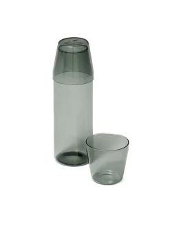 Nine Kander|Service<Milk, set of 1 carafe + 2 glasses, grey fra