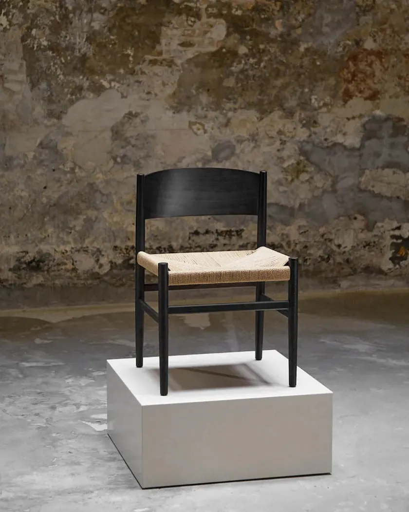 Mater Spisebordsstole<Nestor stol, sort bøg med natur flet fra