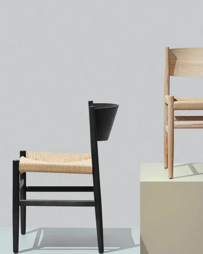 Mater Spisebordsstole<Nestor stol, sort bøg med natur flet fra