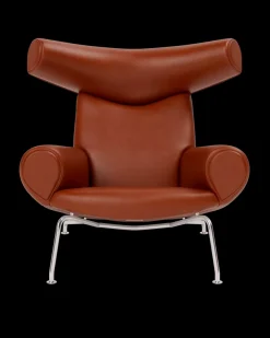 Fredericia Furniture Lænestole<OX Chair - Primo 88 læder i sort af Hans J. Wegner