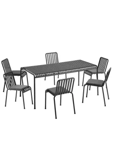 HAY Havemøbelsæt<Palissade Sæt, 6 armstole og bord i anthracite fra