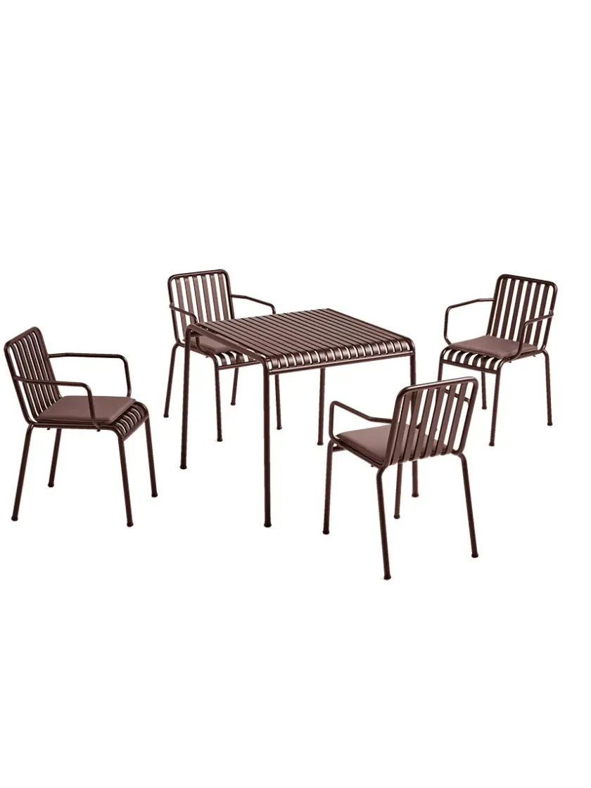 HAY Havemøbelsæt<Palissade sæt, 4 armstole og bord i sky grey fra