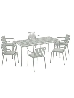 HAY Havemøbelsæt<Palissade sæt, 6 armstole og bord i sky grey fra