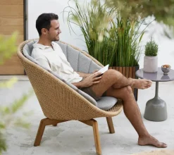 Cane-line Udendørs Loungemøbler|Havestole<Peacock Loungestol, Flat Weave m/ben i teak fra