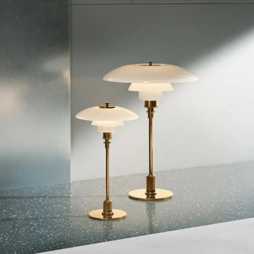 Louis Poulsen Spots<PH 3½-2½ Glas Bordlampe, sort metalliseret fra