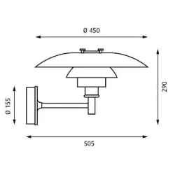 Louis Poulsen Udendørs Væglamper|Udendørslamper<PH Udendørs kobberlampe fra