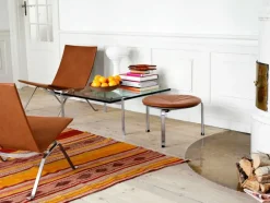 Fritz Hansen Sofaborde<PK61 Glasbord af Poul Kjærholm