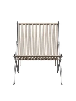 Fritz Hansen Loungestole|Lænestole<PK4 Loungestol i natur, sort stel af Poul Kjærholm