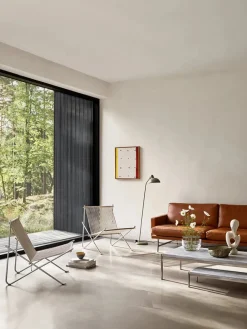 Fritz Hansen Loungestole|Lænestole<PK4 Loungestol i natur, stålstel af Poul Kjærholm