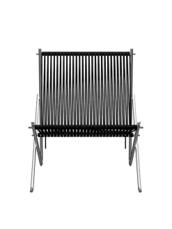 Fritz Hansen Loungestole|Lænestole<PK4 Loungestol i sort, stålstel af Poul Kjærholm