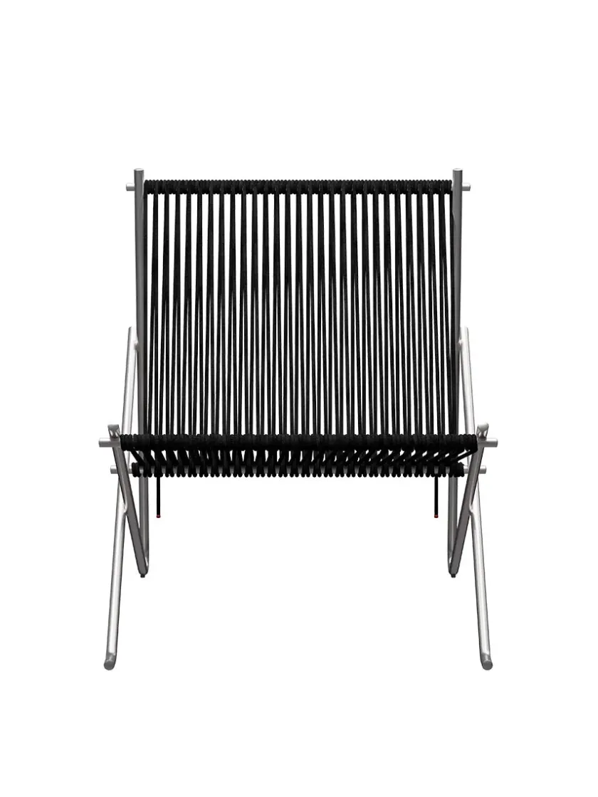 Fritz Hansen Loungestole|Lænestole<PK4 Loungestol i sort, stålstel af Poul Kjærholm