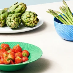 Lyngby Porcelæn Service<Rhombe dyb tallerken, grøn Ø24,5 cm fra