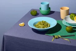 Lyngby Porcelæn Service<Rhombe dyb tallerken, turkis Ø24,5 cm fra