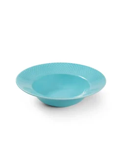 Lyngby Porcelæn Service<Rhombe dyb tallerken, turkis Ø24,5 cm fra