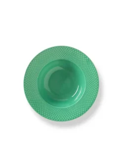 Lyngby Porcelæn Service<Rhombe dyb tallerken, turkis Ø24,5 cm fra