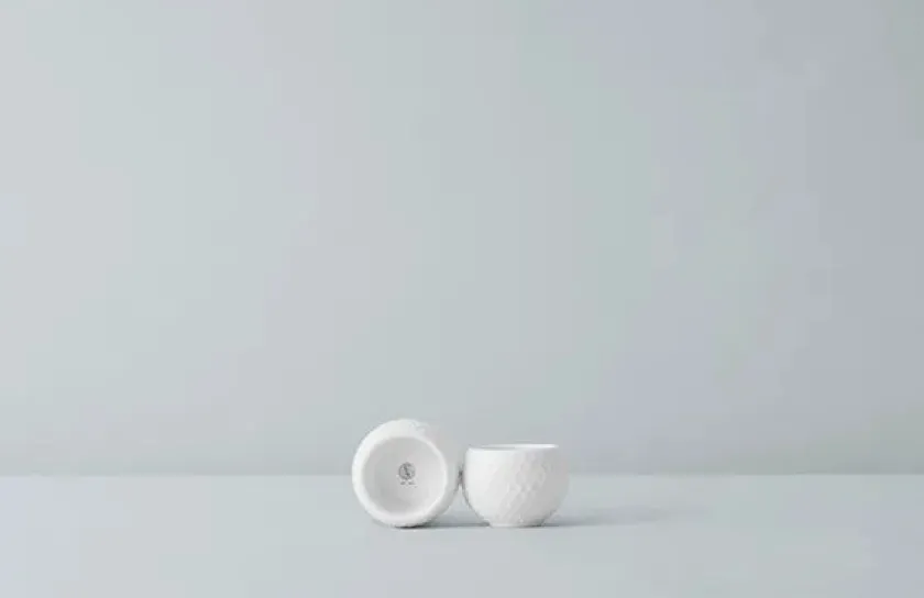 Lyngby Porcelæn Lysestager<Rhombe fyrfadsstager, 2 stk fra