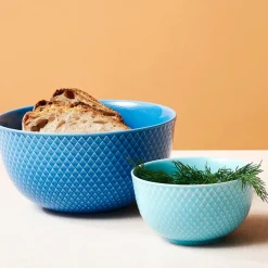 Lyngby Porcelæn Service<Rhombe skål, blå Ø17,5 fra