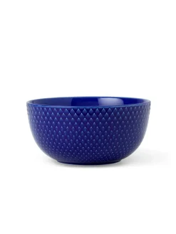 Lyngby Porcelæn Service<Rhombe skål, mørk blå Ø22 cm fra
