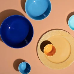 Lyngby Porcelæn Service<Rhombe skål, mørk blå Ø22 cm fra