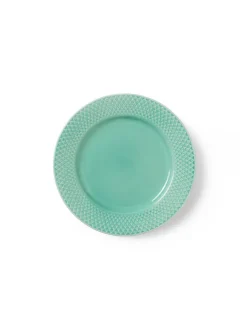 Lyngby Porcelæn Service<Rhombe tallerken, aqua Ø21 cm fra
