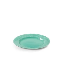 Lyngby Porcelæn Service<Rhombe tallerken, aqua Ø21 cm fra