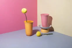 Lyngby Porcelæn Vaser<Rhombe vase, gul fra