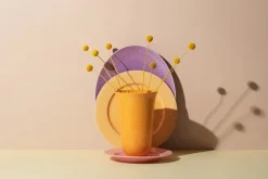 Lyngby Porcelæn Vaser<Rhombe vase, gul fra