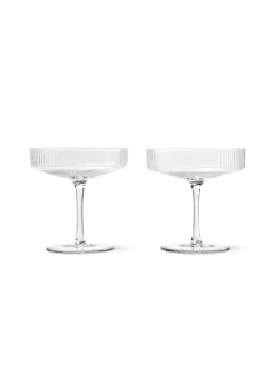 Ferm Living Service<Ripple Champagne Saucers Frosted, sæt á 2 fra