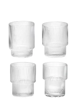 Ferm Living Service<Ripple glas (sæt med 4 stk) fra