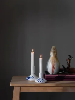 Royal Copenhagen Lysestager<Blå Mega Riflet, lysestage 12 cm