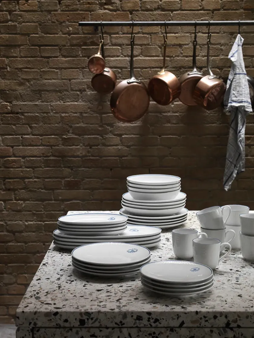 Royal Copenhagen Service<Blå Mega Riflet, tallerken 19 cm mønster 2