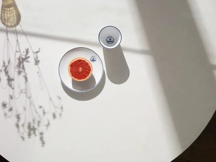 Royal Copenhagen Service<Blå Mega Riflet, tallerken 19 cm mønster 2