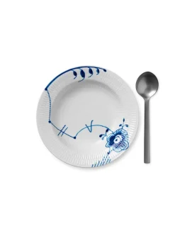 Royal Copenhagen Service<Blå Mega Riflet, dyb tallerken 21 cm