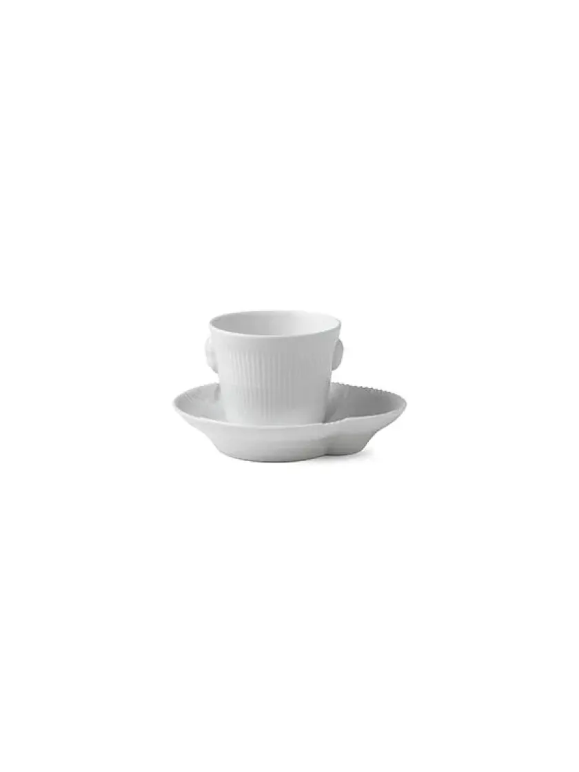 Royal Copenhagen Service<Hvid Elements, espresso kop med underkop 9 cl