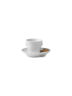 Royal Copenhagen Service<Hvid Elements, espresso kop med underkop 9 cl