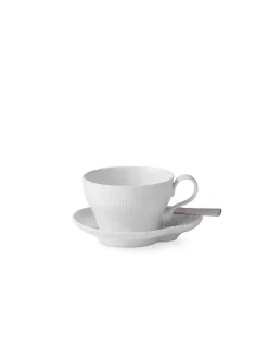 Royal Copenhagen Service<Hvid Elements, kop med underkop 26 cl