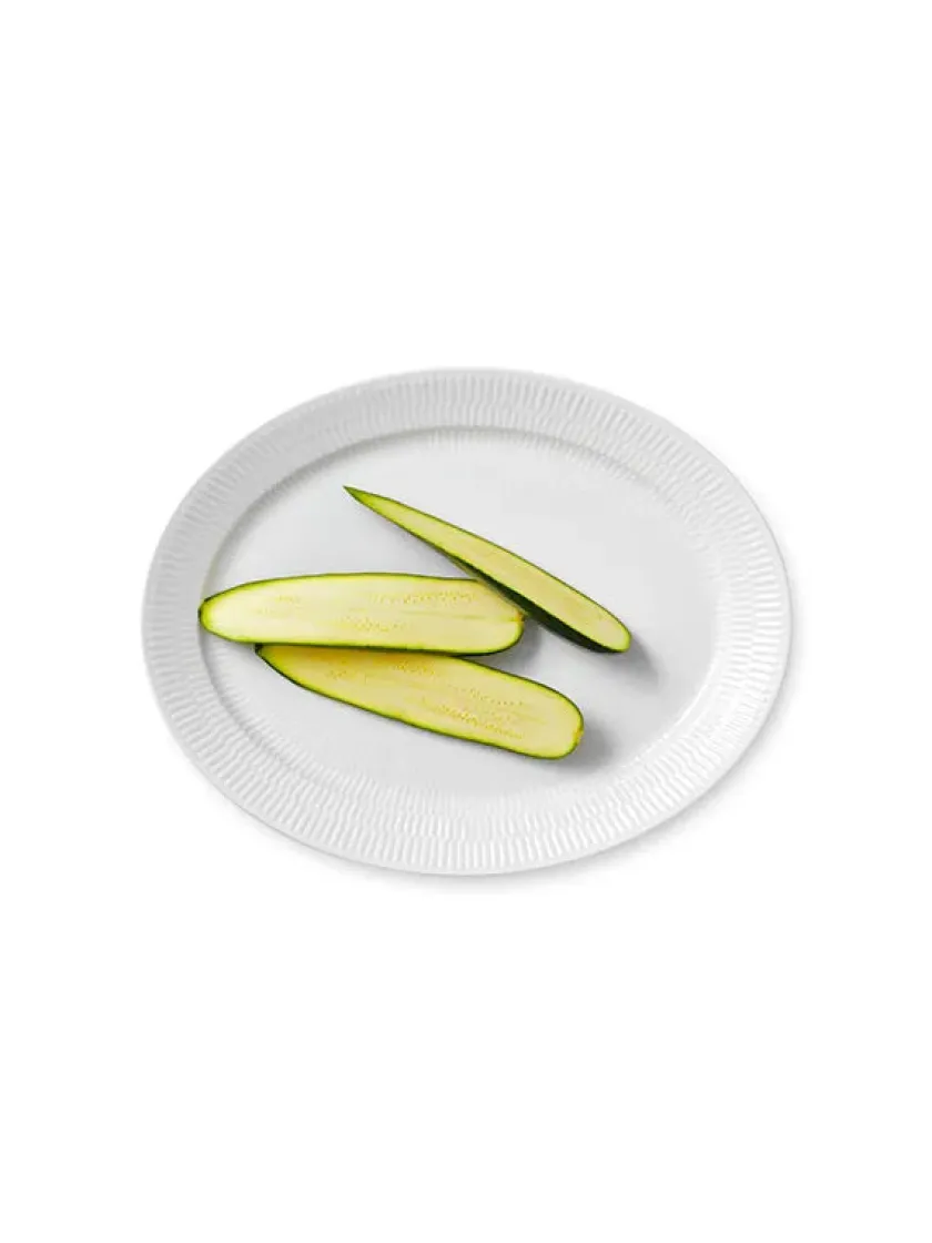 Royal Copenhagen Gaver Til Hende|Service<Hvid Riflet, oval tallerken 34 cm