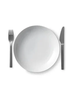 Royal Copenhagen Service<Hvid Riflet, moderne tallerken 25 cm