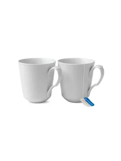 Royal Copenhagen Gaver Til Hende|Service<Hvid Riflet, 2-pak krus 37 cl