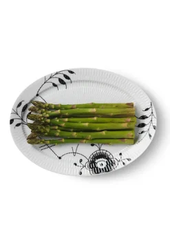 Royal Copenhagen Gaver Til Ham|Gaver Til Hende<Sort Mega Riflet, oval tallerken 28 cm